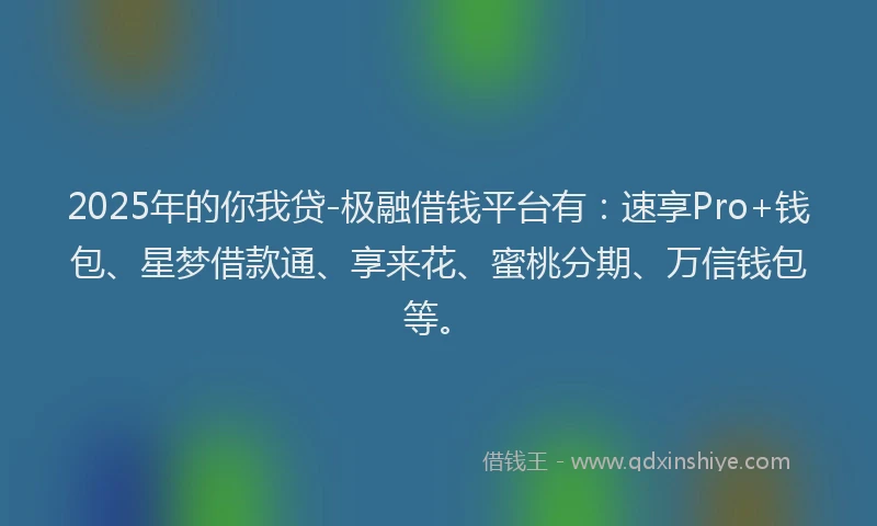 2025年的你我贷-极融借钱平台有：速享Pro+钱包、星梦借款通、享来花、蜜桃分期、万信钱包等。