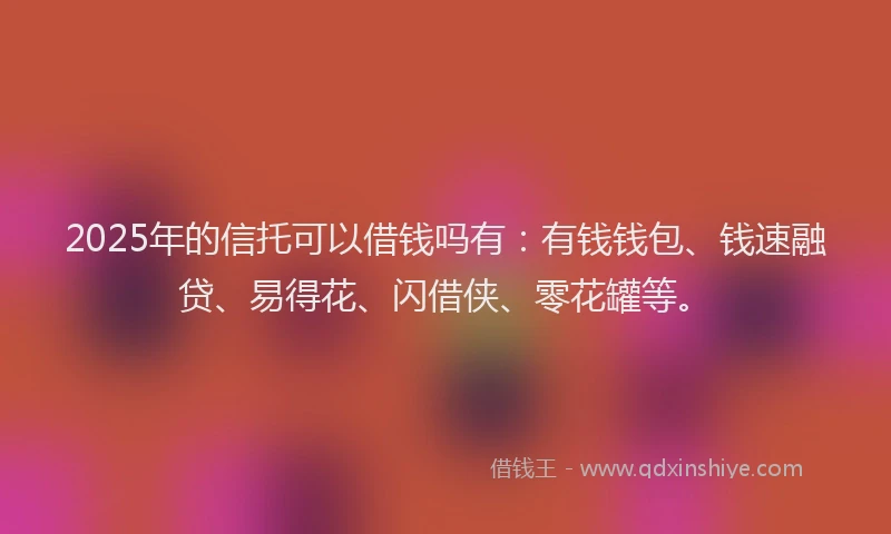 2025年的信托可以借钱吗有：有钱钱包、钱速融贷、易得花、闪借侠、零花罐等。
