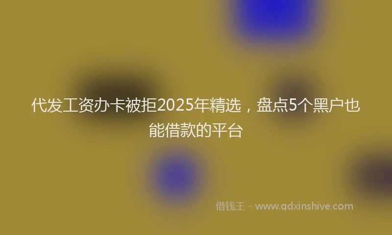 代发工资办卡被拒2025年精选，盘点5个黑户也能借款的平台