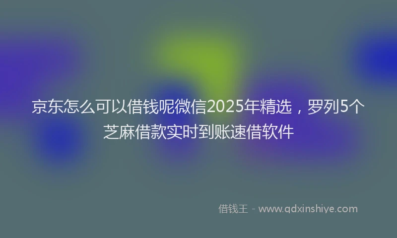 京东怎么可以借钱呢微信2025年精选，罗列5个芝麻借款实时到账速借软件