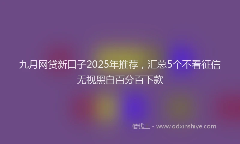 九月网贷新口子2025年推荐，汇总5个不看征信无视黑白百分百下款