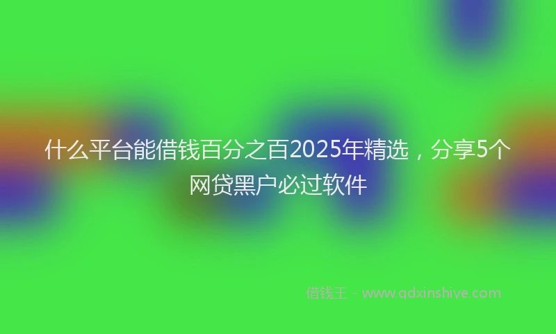什么平台能借钱百分之百2025年精选，分享5个网贷黑户必过软件
