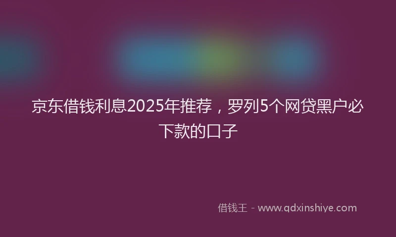 京东借钱利息2025年推荐，罗列5个网贷黑户必下款的口子