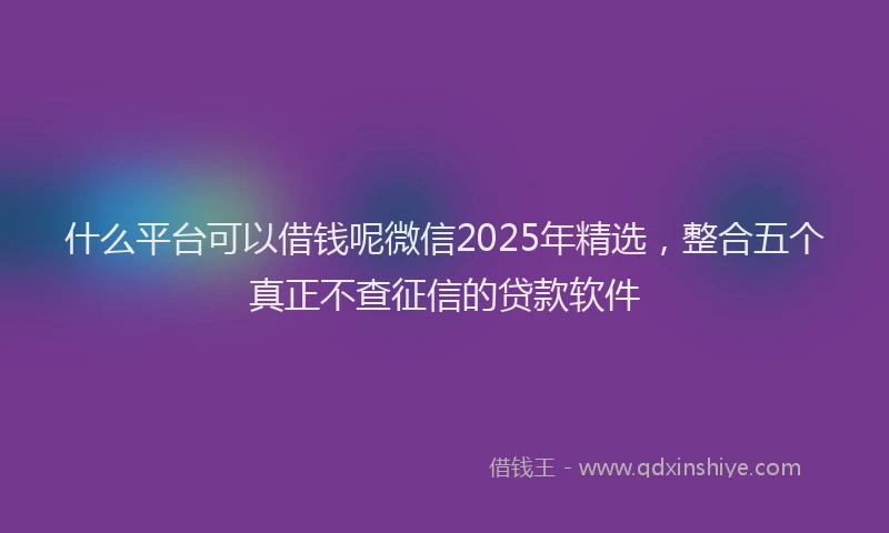 什么平台可以借钱呢微信2025年精选，整合五个真正不查征信的贷款软件