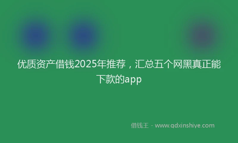 优质资产借钱2025年推荐,汇总五个网黑真正能下款的app