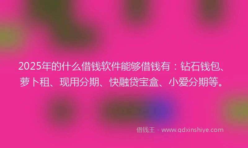 2025年的什么借钱软件能够借钱有：钻石钱包、萝卜租、现用分期、快融贷宝盒、小爱分期等。