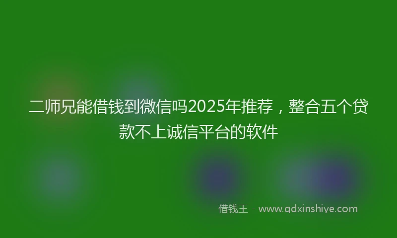 二师兄能借钱到微信吗2025年推荐，整合五个贷款不上诚信平台的软件