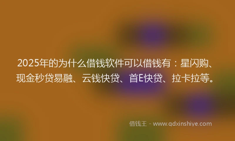 2025年的为什么借钱软件可以借钱有：星闪购、现金秒贷易融、云钱快贷、首E快贷、拉卡拉等。