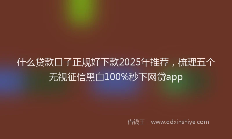 什么贷款口子正规好下款2025年推荐，梳理五个无视征信黑白100%秒下网贷app