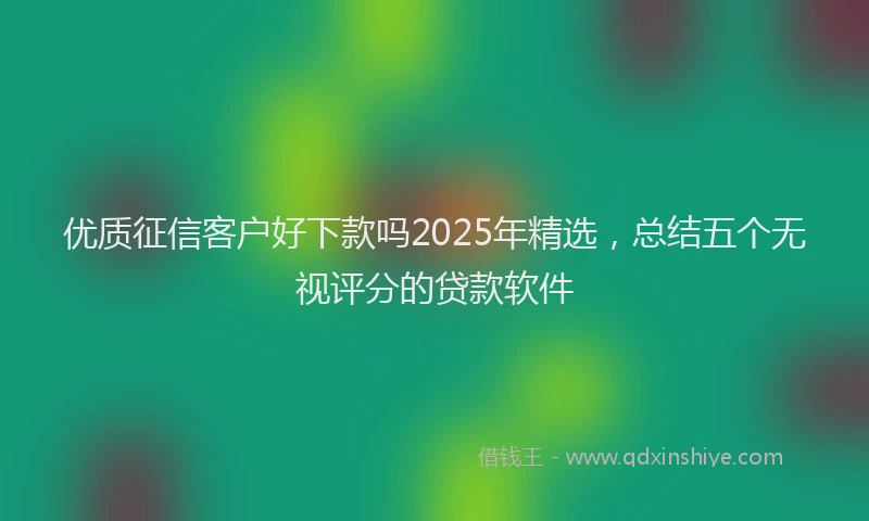 优质征信客户好下款吗2025年精选，总结五个无视评分的贷款软件