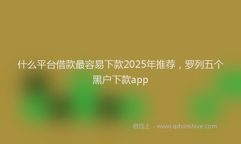 什么平台借款最容易下款2025年推荐，罗列五个黑户下款app