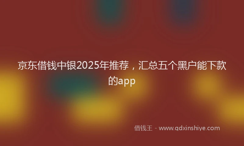 京东借钱中银2025年推荐，汇总五个黑户能下款的app