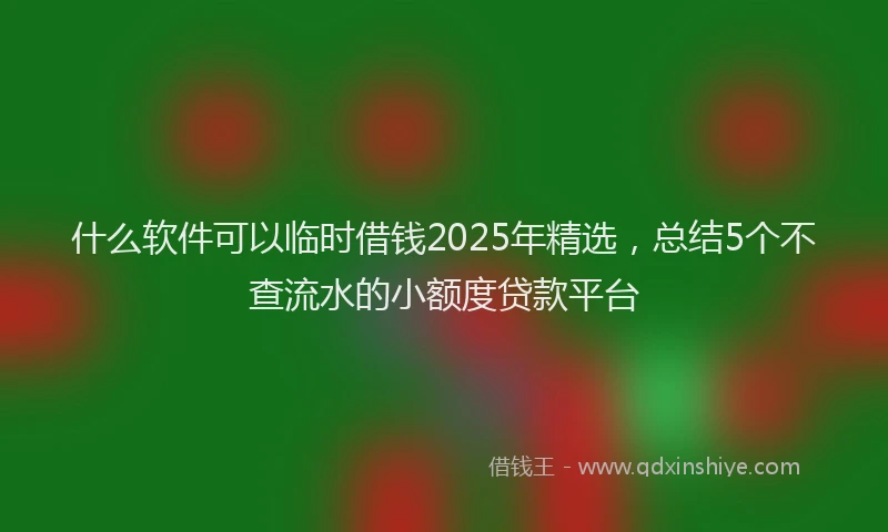 什么软件可以临时借钱2025年精选,总结5个不查流水的小额度贷款平台