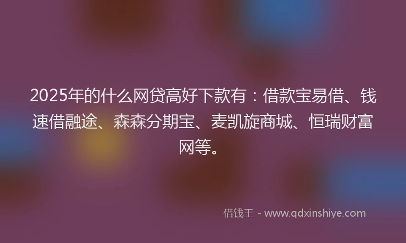 2025年的什么网贷高好下款有：借款宝易借、钱速借融途、森森分期宝、麦凯旋商城、恒瑞财富网等。
