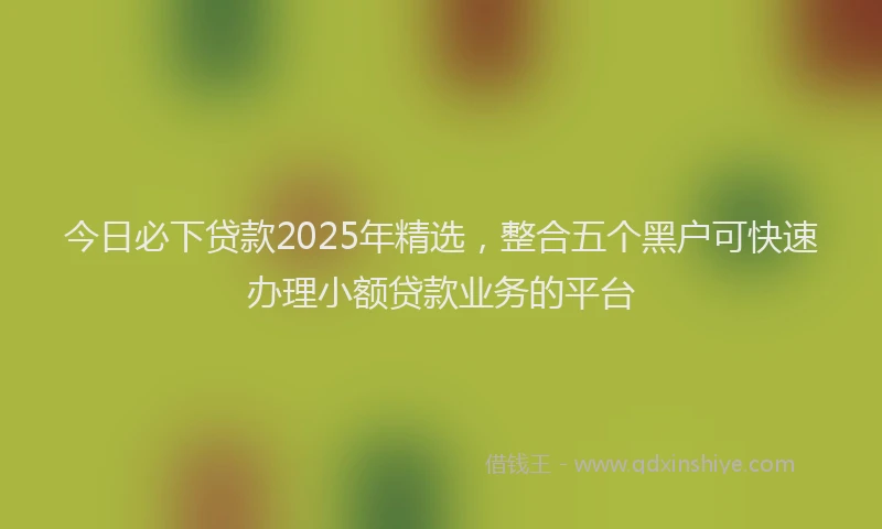 今日必下贷款2025年精选，整合五个黑户可快速办理小额贷款业务的平台