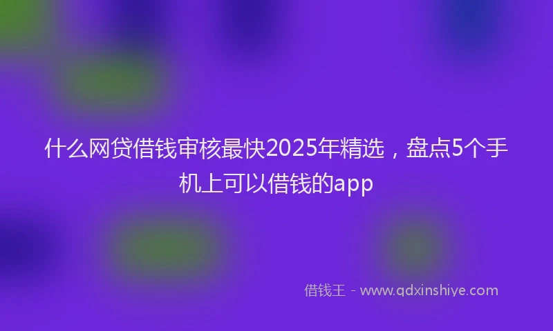 什么网贷借钱审核最快2025年精选，盘点5个手机上可以借钱的app