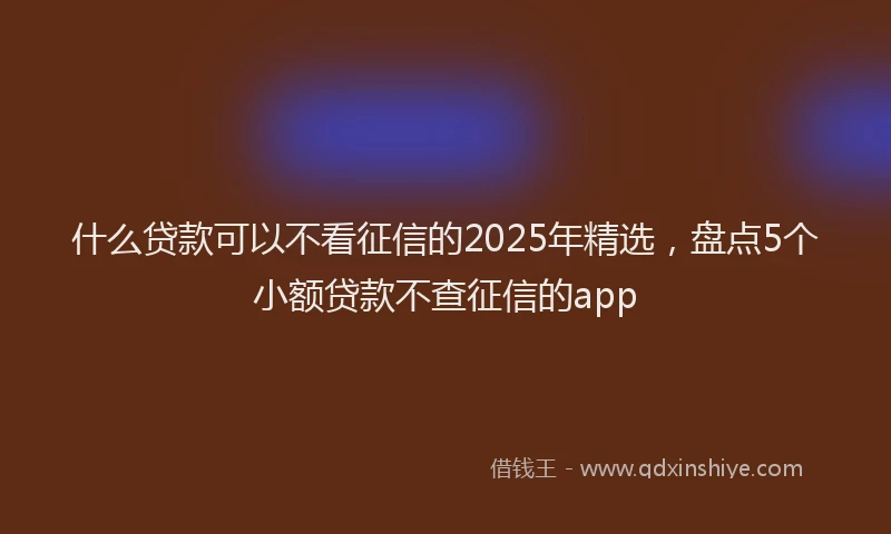 什么贷款可以不看征信的2025年精选，盘点5个小额贷款不查征信的app