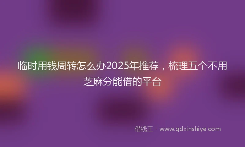 临时用钱周转怎么办2025年推荐，梳理五个不用芝麻分能借的平台