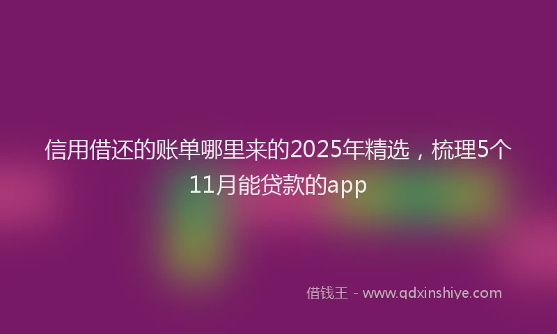 信用借还的账单哪里来的2025年精选，梳理5个11月能贷款的app