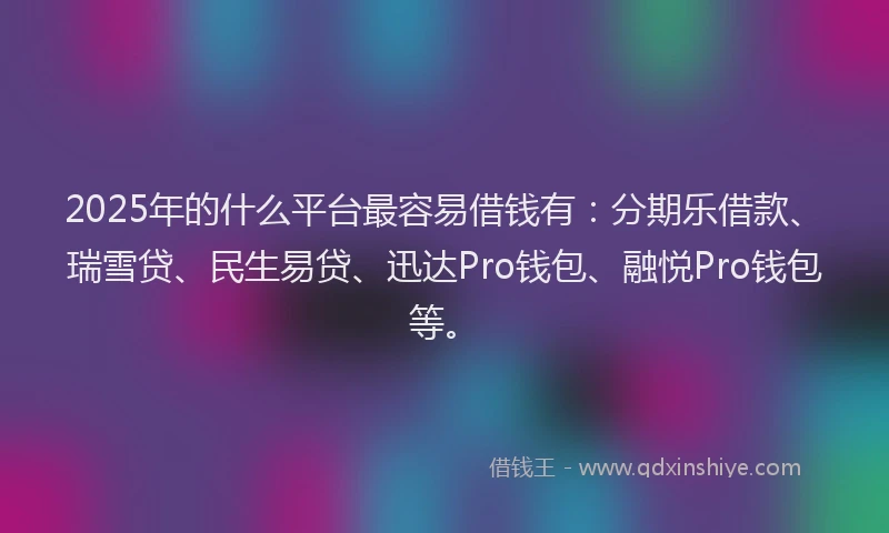 2025年的什么平台最容易借钱有：分期乐借款、瑞雪贷、民生易贷、迅达Pro钱包、融悦Pro钱包等。