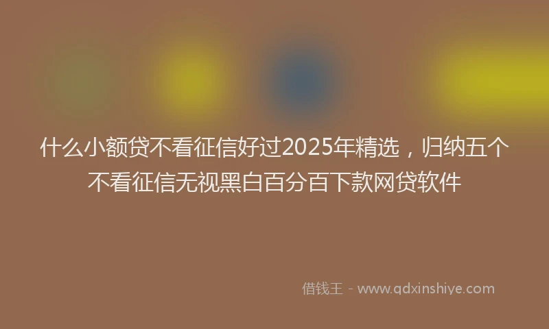 什么小额贷不看征信好过2025年精选，归纳五个不看征信无视黑白百分百下款网贷软件