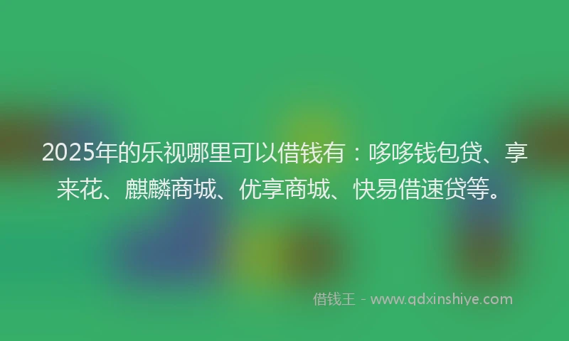 2025年的乐视哪里可以借钱有：哆哆钱包贷、享来花、麒麟商城、优享商城、快易借速贷等。