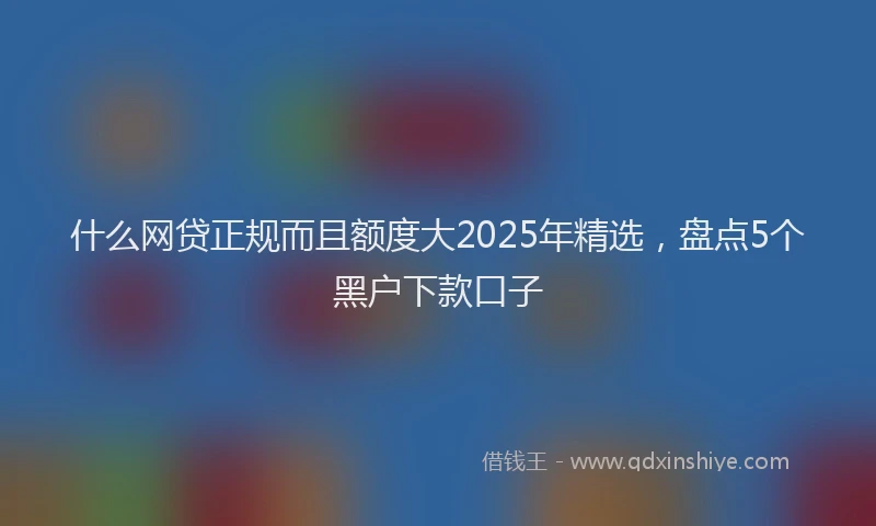 什么网贷正规而且额度大2025年精选,盘点5个黑户下款口子