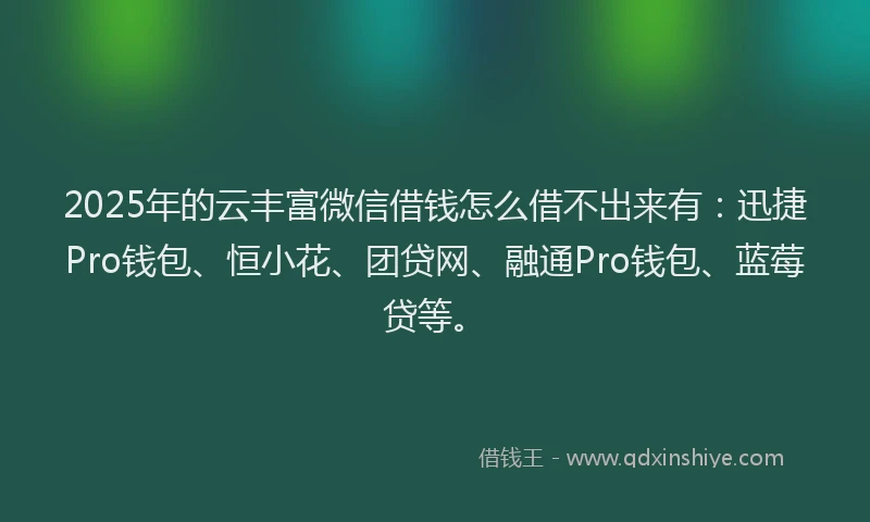 2025年的云丰富微信借钱怎么借不出来有：迅捷Pro钱包、恒小花、团贷网、融通Pro钱包、蓝莓贷等。