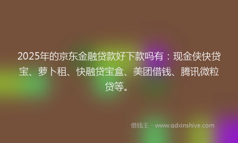 2025年的京东金融贷款好下款吗有：现金侠快贷宝、萝卜租、快融贷宝盒、美团借钱、腾讯微粒贷等。