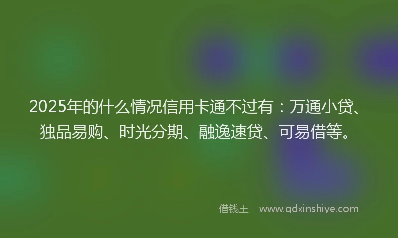 2025年的什么情况信用卡通不过有：万通小贷、独品易购、时光分期、融逸速贷、可易借等。