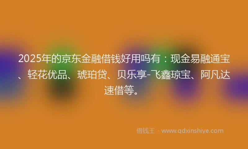 2025年的京东金融借钱好用吗有：现金易融通宝、轻花优品、琥珀贷、贝乐享-飞鑫琼宝、阿凡达速借等。