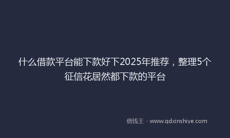 什么借款平台能下款好下2025年推荐，整理5个征信花居然都下款的平台