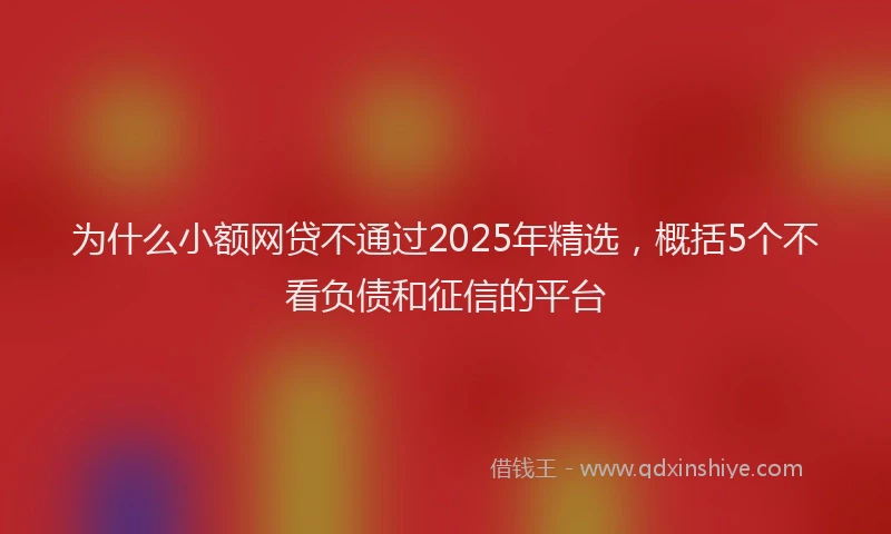 为什么小额网贷不通过2025年精选，概括5个不看负债和征信的平台