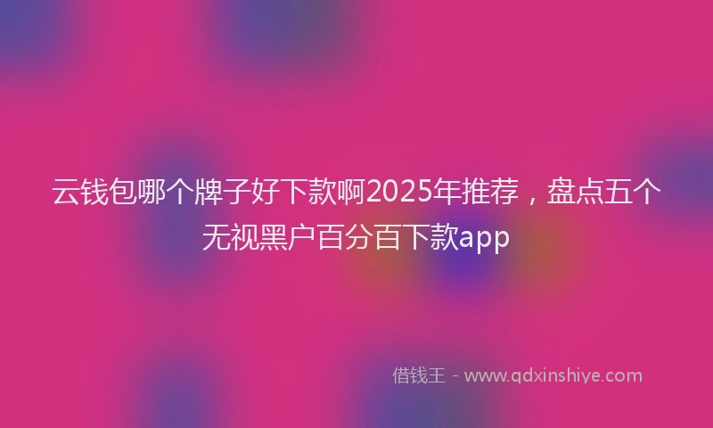 云钱包哪个牌子好下款啊2025年推荐，盘点五个无视黑户百分百下款app