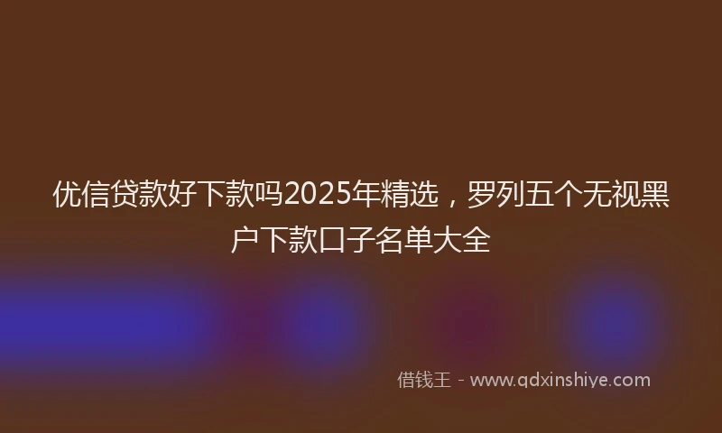 优信贷款好下款吗2025年精选，罗列五个无视黑户下款口子名单大全