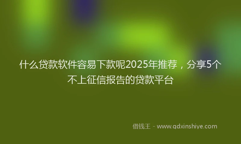 什么贷款软件容易下款呢2025年推荐，分享5个不上征信报告的贷款平台