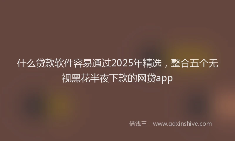 什么贷款软件容易通过2025年精选，整合五个无视黑花半夜下款的网贷app