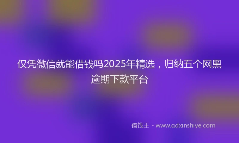 仅凭微信就能借钱吗2025年精选,归纳五个网黑逾期下款平台