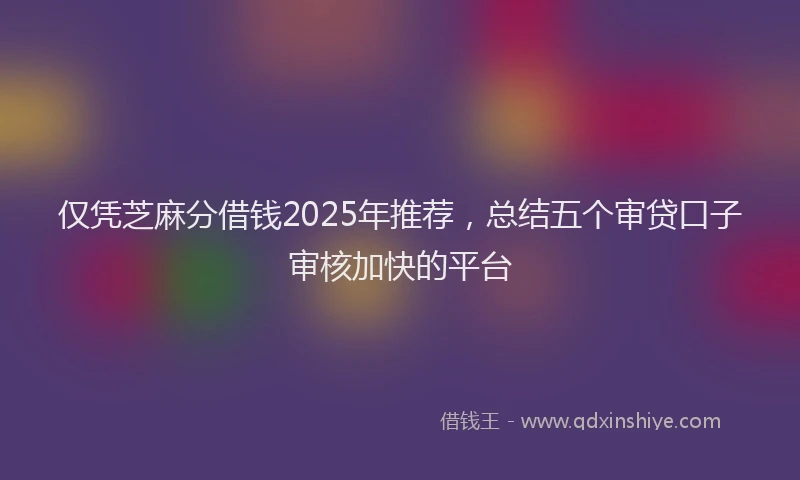 仅凭芝麻分借钱2025年推荐，总结五个审贷口子审核加快的平台