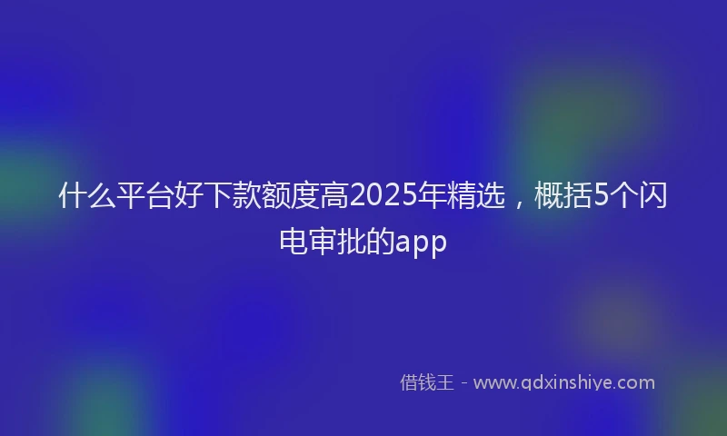 什么平台好下款额度高2025年精选，概括5个闪电审批的app