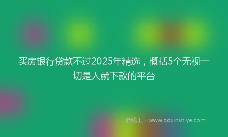 买房银行贷款不过2025年精选，概括5个无视一切是人就下款的平台