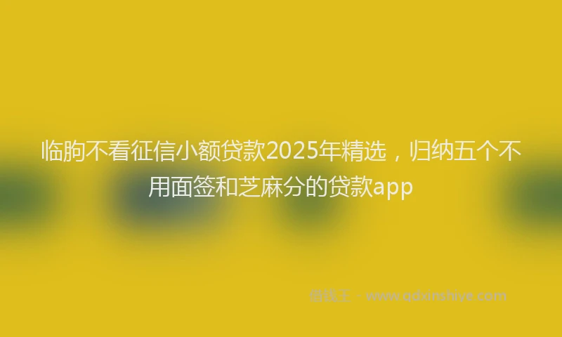 临朐不看征信小额贷款2025年精选，归纳五个不用面签和芝麻分的贷款app
