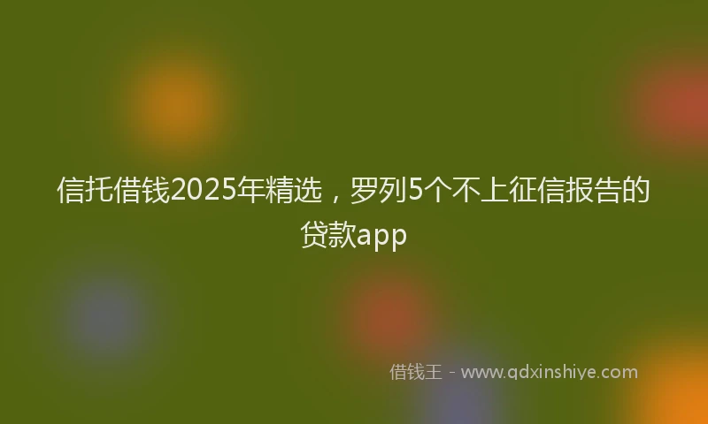信托借钱2025年精选，罗列5个不上征信报告的贷款app