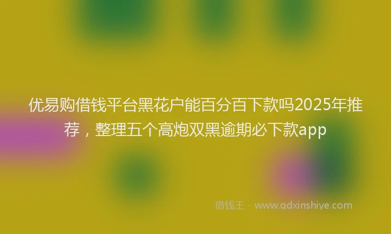 优易购借钱平台黑花户能百分百下款吗2025年推荐，整理五个高炮双黑逾期必下款app