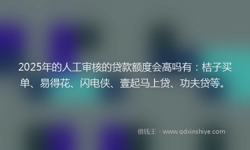 2025年的人工审核的贷款额度会高吗有：桔子买单、易得花、闪电侠、壹起马上贷、功夫贷等。
