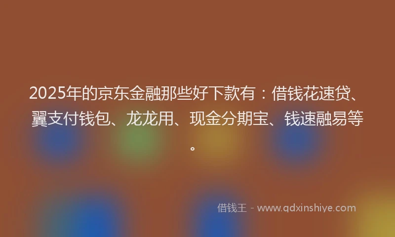 2025年的京东金融那些好下款有：借钱花速贷、翼支付钱包、龙龙用、现金分期宝、钱速融易等。