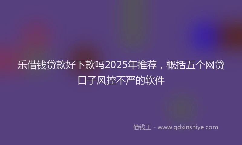 乐借钱贷款好下款吗2025年推荐，概括五个网贷口子风控不严的软件