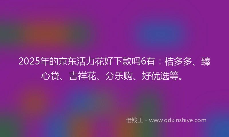 2025年的京东活力花好下款吗6有：桔多多、臻心贷、吉祥花、分乐购、好优选等。