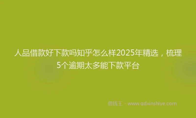人品借款好下款吗知乎怎么样2025年精选，梳理5个逾期太多能下款平台