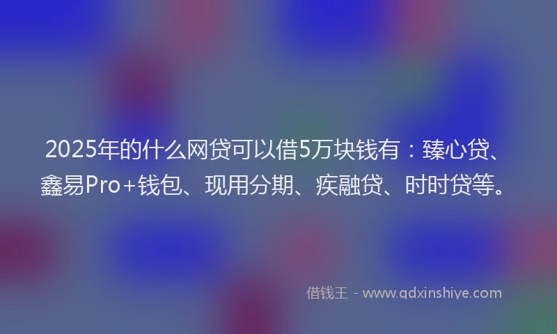 2025年的什么网贷可以借5万块钱有：臻心贷、鑫易Pro+钱包、现用分期、疾融贷、时时贷等。